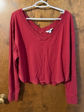 JoyLab V-Neck Off-the-Shoulder Long Sleeve Top